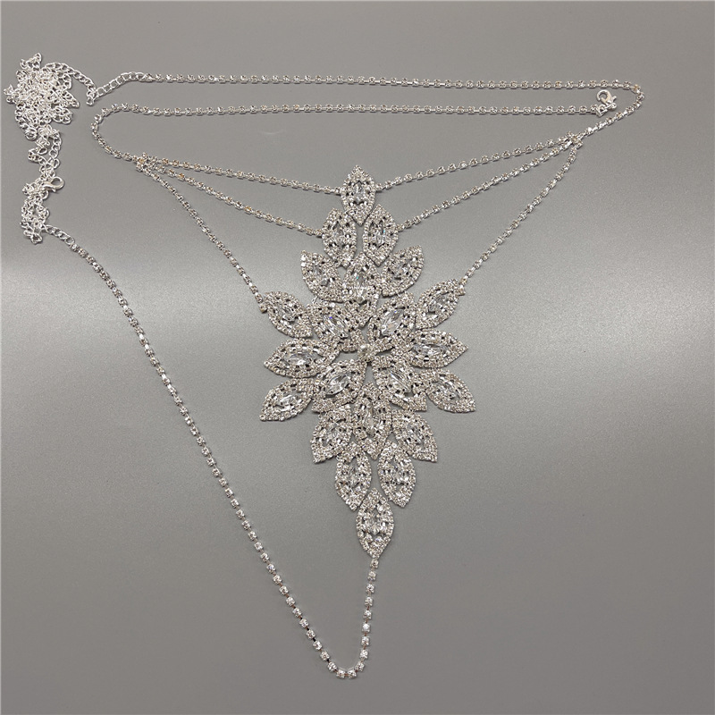 Picture of Rhinestone Flower Bikini Body chain Set Sexy Novel Full Diamond Bra Fashionable Shiny Panties chain