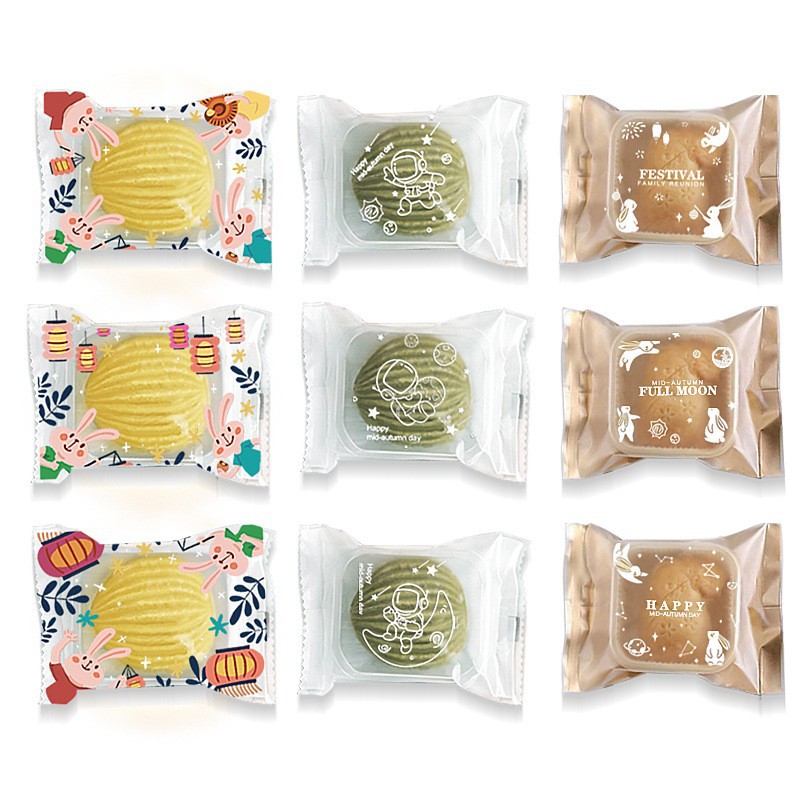 2023 New Moon Cake Packaging Bag Mid-Autumn Cantonese Ice Crust Moon Cake Bag Mung Bean Cake Dim Sum Souffle Machine-sealed Bag
