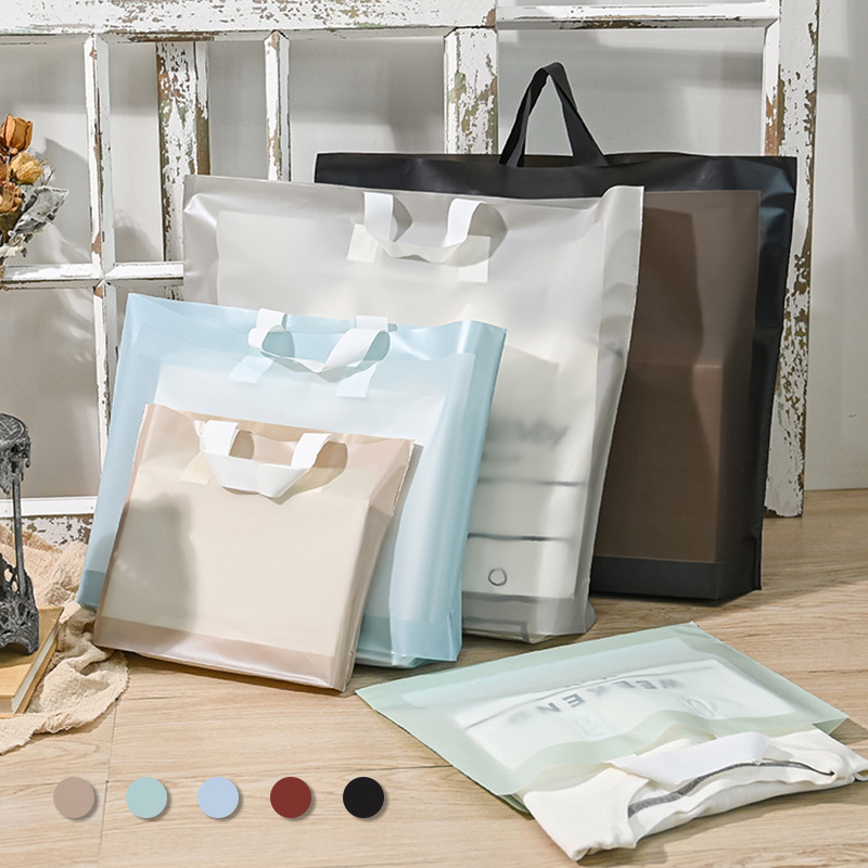 Women's Bag Printing Clothing Store Frosted Plastic Handbag Thickened Transparent Gift Hand Carrying Clothes Bag