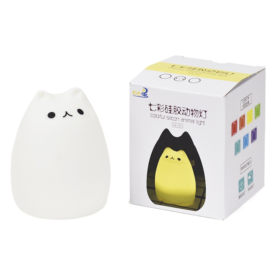 Cartoon cat silicone lamp colorful color silicone animal lamp desktop pat night light