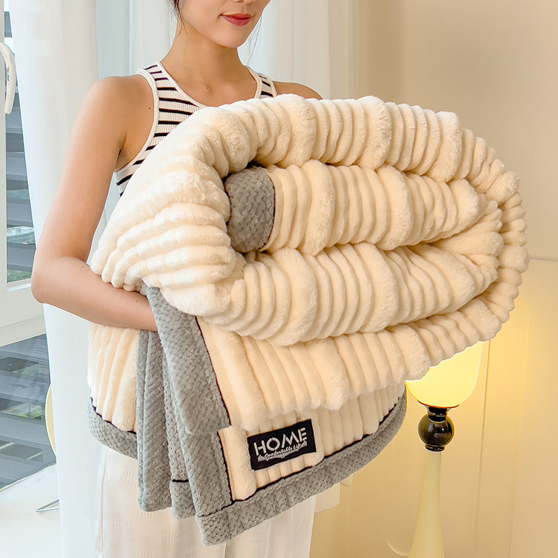 Picture of Rabbit velvet blanket thickened office nap blanket is air-conditioned sofa coral velvet lunch break shawl small blanket wholesale