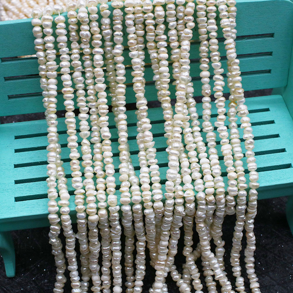 Picture of Natural Freshwater Pearl Scattered Beads 3-4mm Irregular Flat Beads Polished Straight Beads DIY Bracelet Necklace