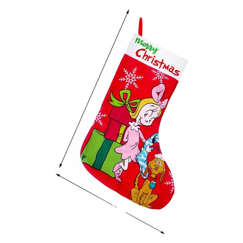 Cross-border Christmas Grinch decorative socks Christmas socks 19x 26cm polyester material Amazon supply