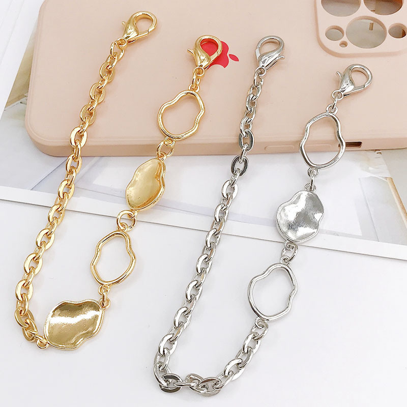 Trendy New Zinc Alloy Gloss Shaped Shaped Handheld Chain DIY Accessories Mobile Phone Case Hanging Decorations Drop-resistant Lanyard