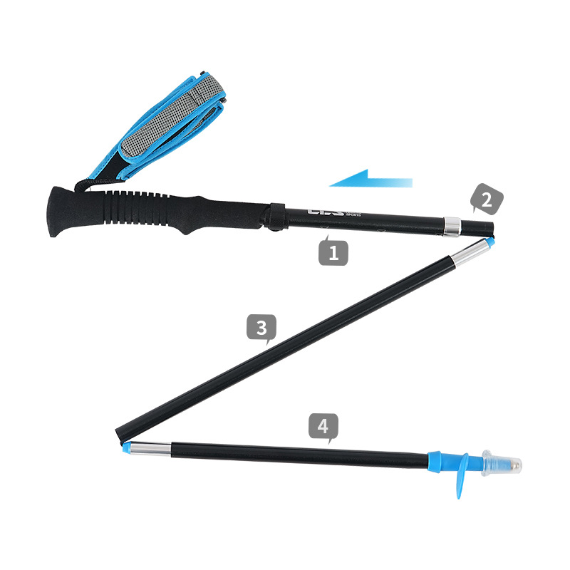 Picture of Outdoor Folding Hiking Stick Four-section Telescopic Ultra-light Cane Adjustable Size 7075 Aluminum Alloy Portable Hiking Crutch