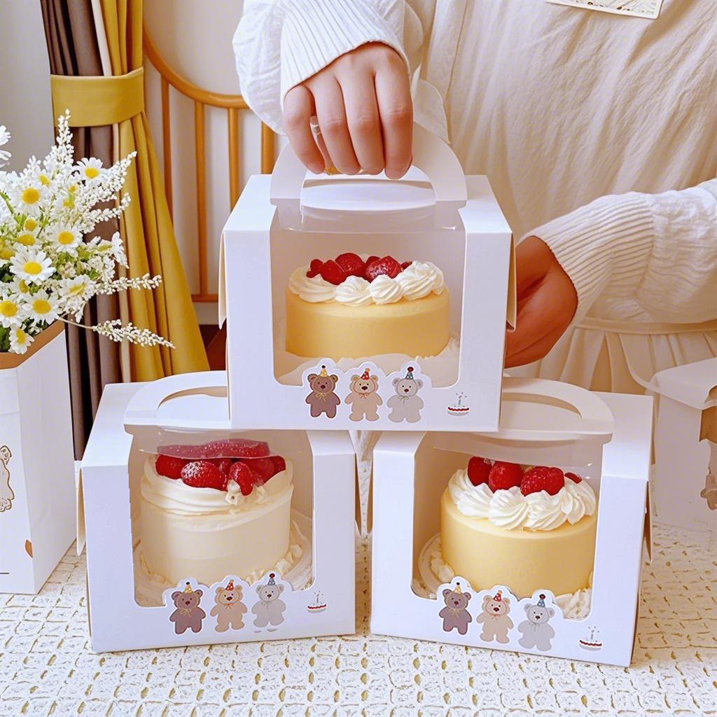 4-inch portable cake packing box 4/5/6 raised and thickened baked dessert box Mu Si small West Point portable window opening