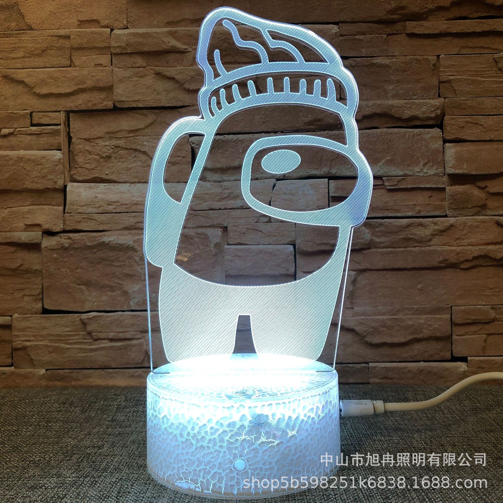 Picture of 3D night light among us crack colorful remote control 16 color gift lamp bedside lamp table lamp