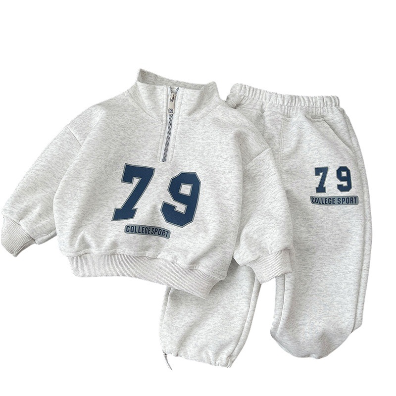 Picture of Children's Spring suit Boy's Handsome Two-Piece Fashionable 2025 New Spring and Autumn Sports Sweat suit for Little Girls
