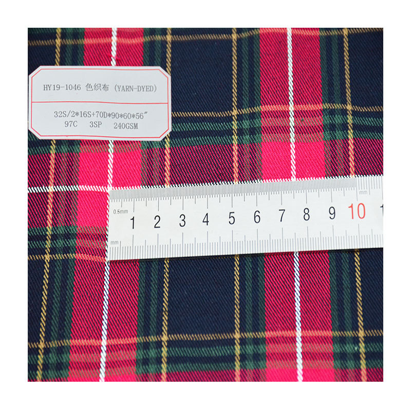 Hot-selling yarn-dyed fabric cotton plaid plaid shirt fabric cotton stretch plaid skirt fabric
