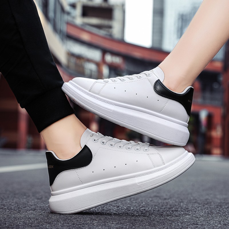 New White Shoes for Men and Women Lovers All-match Men's Board Shoes Korean Fashionable Student Shoes Breathable Height-increasing Thick Sole