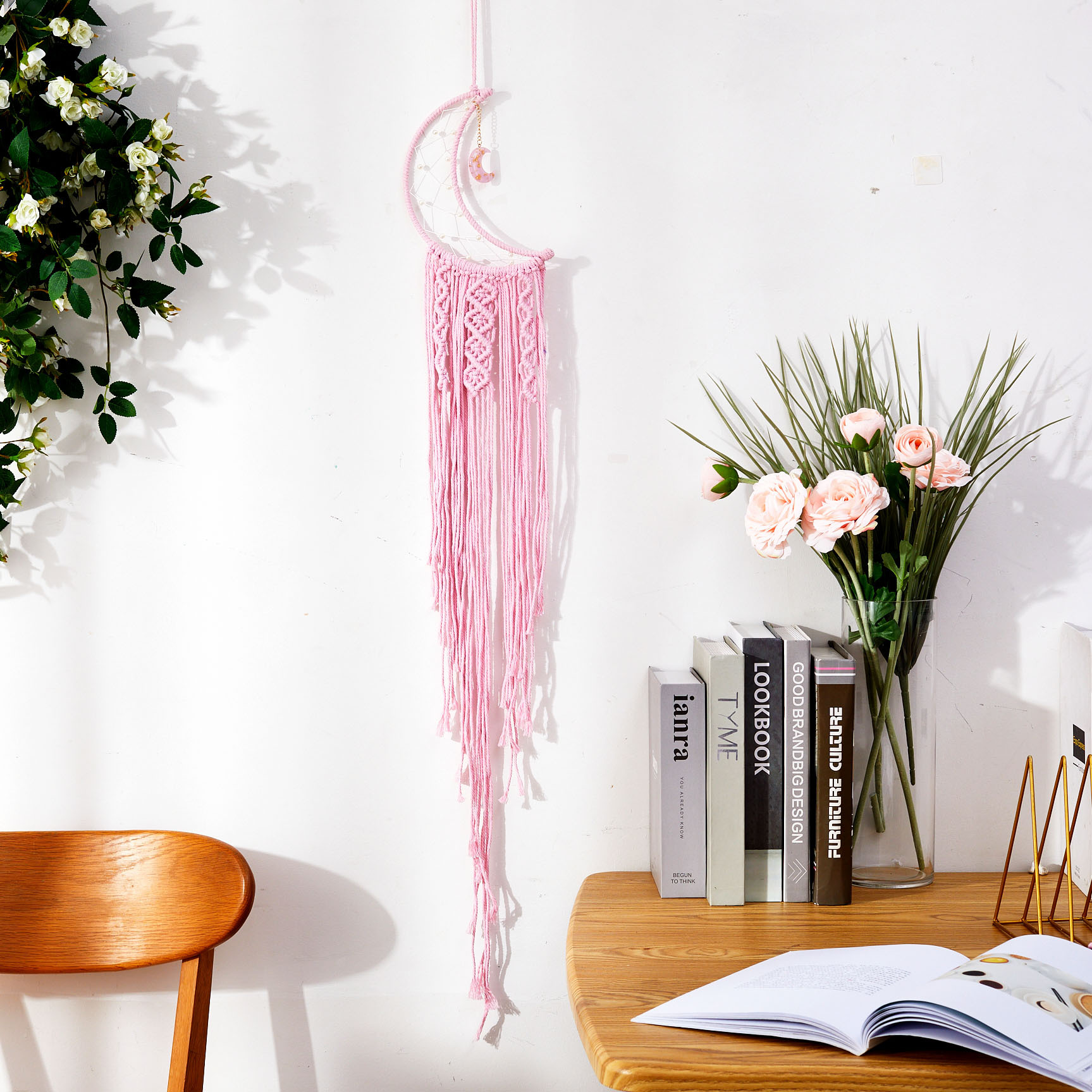 Picture of Cross-Border Hot Selling Moon Dream Catcher Hand-Woven Cotton Rope Tapestry Bohemian Style Wall Hangings