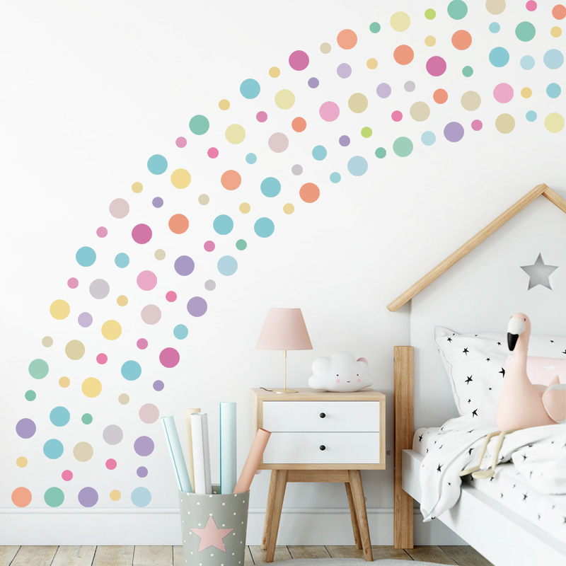 Bohemian Style Color Polka Dot Wall Stickers Irregular Self-adhesive Home Kindergarten Wall Decoration Children's Room Wall Stickers