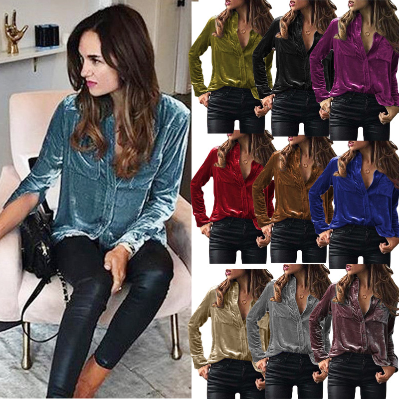Picture of Spot Foreign Trade European and American Clothing Amazon Cross-Border Fashion Shirts Tops Spring and Autumn Temperament Long-Sleeved Shirts for Women Autumn