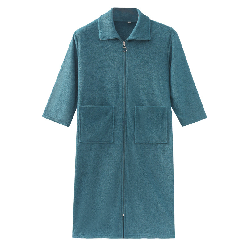 Picture of Amazon New Towel Material Bath Dress Naked Wear Men's Nightgown Mid-length Spring and Summer Pajamas Women's Loose Plus Size Bathrobe