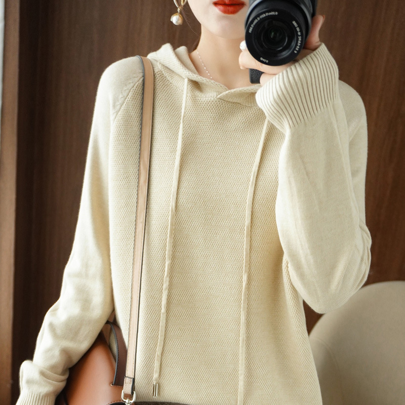Picture of Hooded Sweater Women's Spring and Autumn 2025 New Hoodie Base Shirt Inner Knitted Shirt Casual plus size Hooded Sweater Women