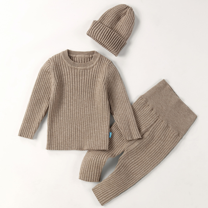 Picture of Baby's Knitted Sweater Three-Piece Set Baby's Sweater Warm Suit Base Bottoming Baby's Bottoming Sweater Pants Autumn and Winter