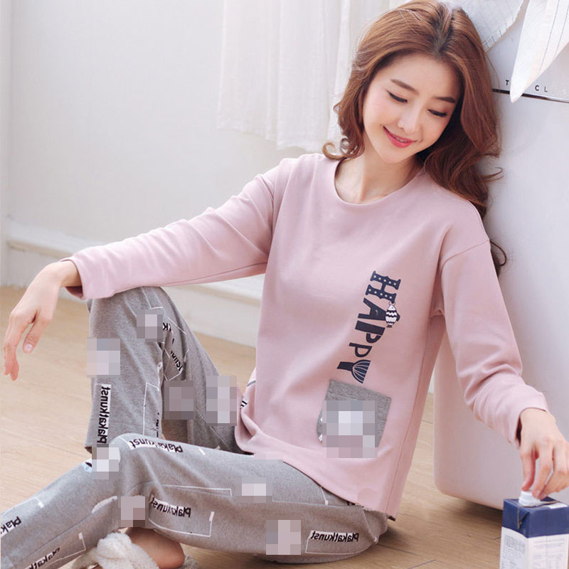 Picture of Wholesale spring and autumn winter pajamas women's thin long sleeve trousers cartoon cute wind small student home clothes suit