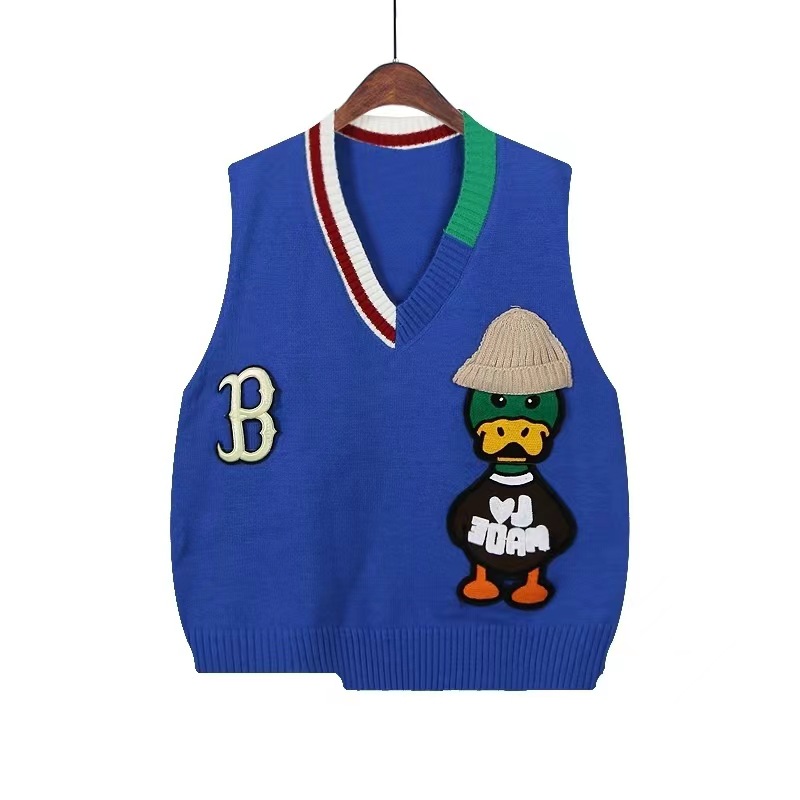 Picture of Knitted Vest Women's Sleeveless Vest Spring and Autumn 2024 New Design Sense V-Neck Contrast Color Loose Stacked Top