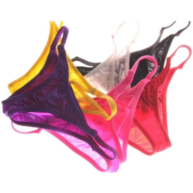 New Sexy Men's Briefs Close-fitting Underwear Solid Color Elastic Underwear Thin Nylon Temptation Men's Briefs