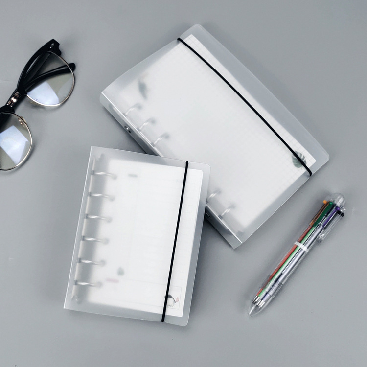 Picture of Cross-Border Transparent Frosted Pp Notebook A4/A6/A7/B5 with Strap, 6/9-Hole Binder Cover, Loose-Leaf Storage