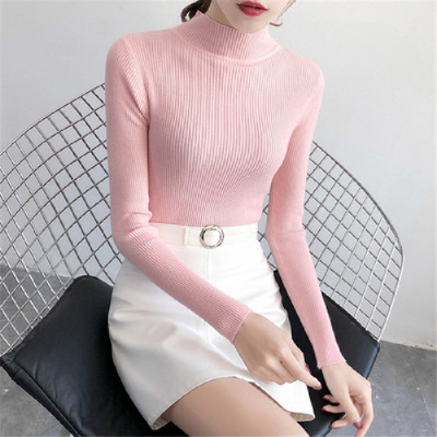 Picture of Half-Turtleneck Base Shirt for Women, Autumn and Winter 2021 New Style, Slim-Fitting Inner Top, Slimming Long-Sleeve Knitwear, Elegant and Suitable for Commuting