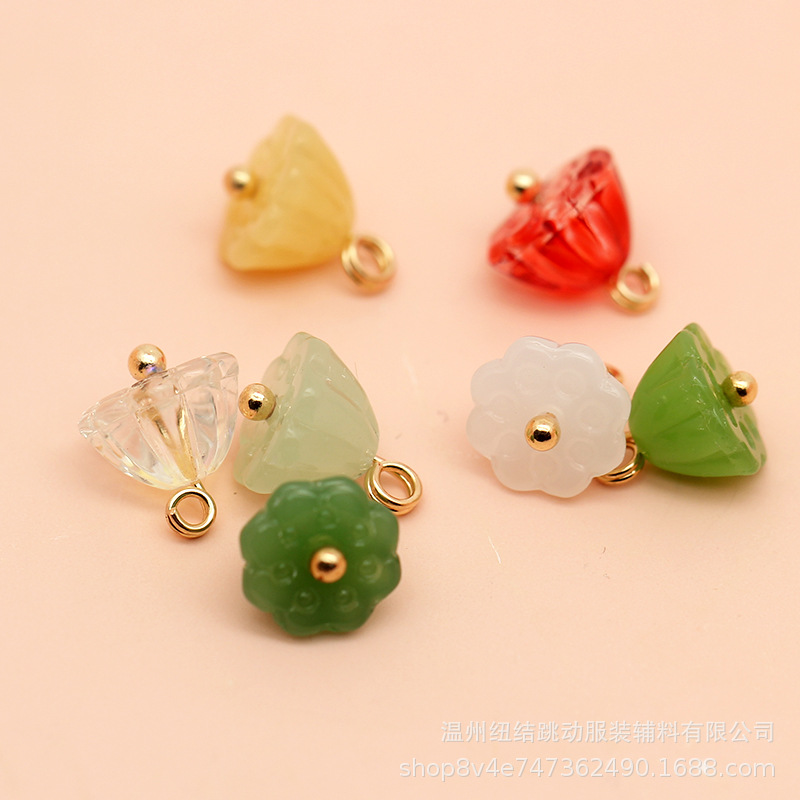 Imitation Jade Button Lotus Canopy Glass Button Cheongsam Button Antique Hanfu Retro Tang Suit Button Shirt Decorative Button