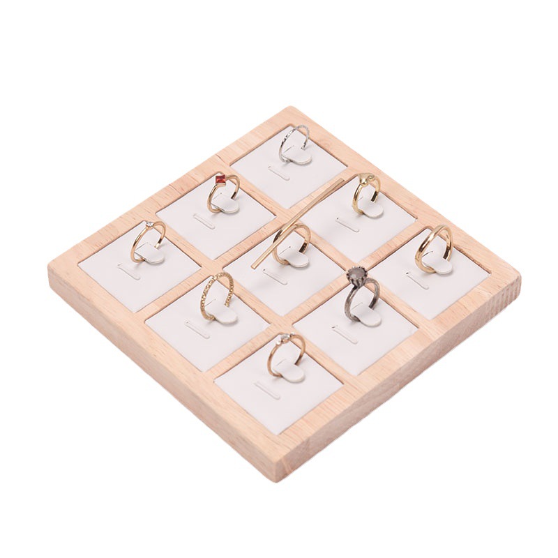 Picture of Simple solid wood oak 9-bit ring display tray pendant lucky beads Lucky Diamond ring ring ring pair ring display holder
