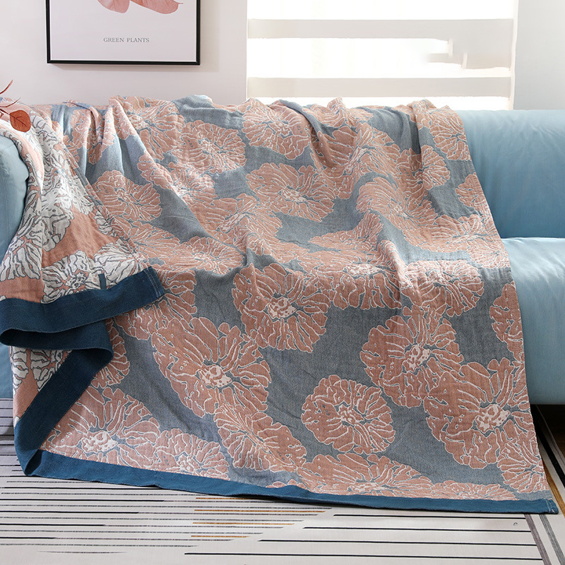 Five-layer Gauze Towel Quilt Summer Cool Quilt Pure Cotton Cotton Thickened Extra Large Air-conditioning Quilt Machine Washable Nap Sofa Cover Blanket