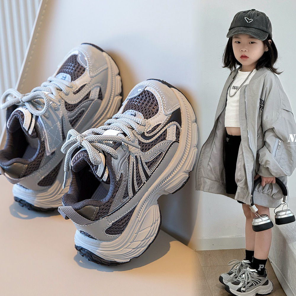 Girls' Sports Shoes, Lightweight Running Shoes, 2025 Spring New Style Mesh Breathable Kidsren's Dad's Shoes, Boys' Shoes