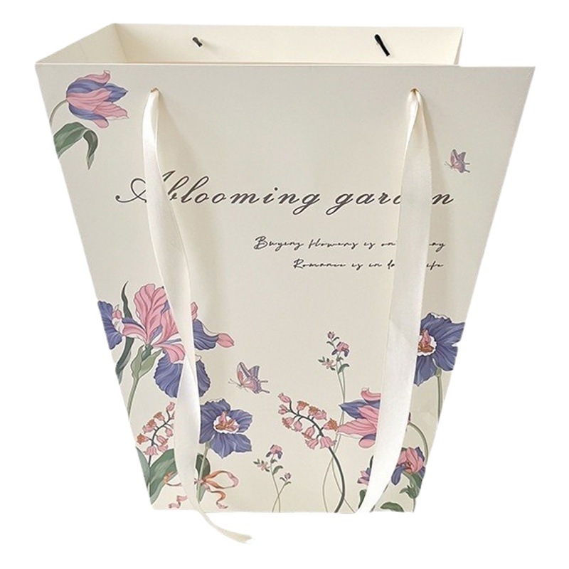 New Love in Flowers Trapezoidal Handbag Flower bouquet Illustration Decoration Wholesale Handmade Gift diy