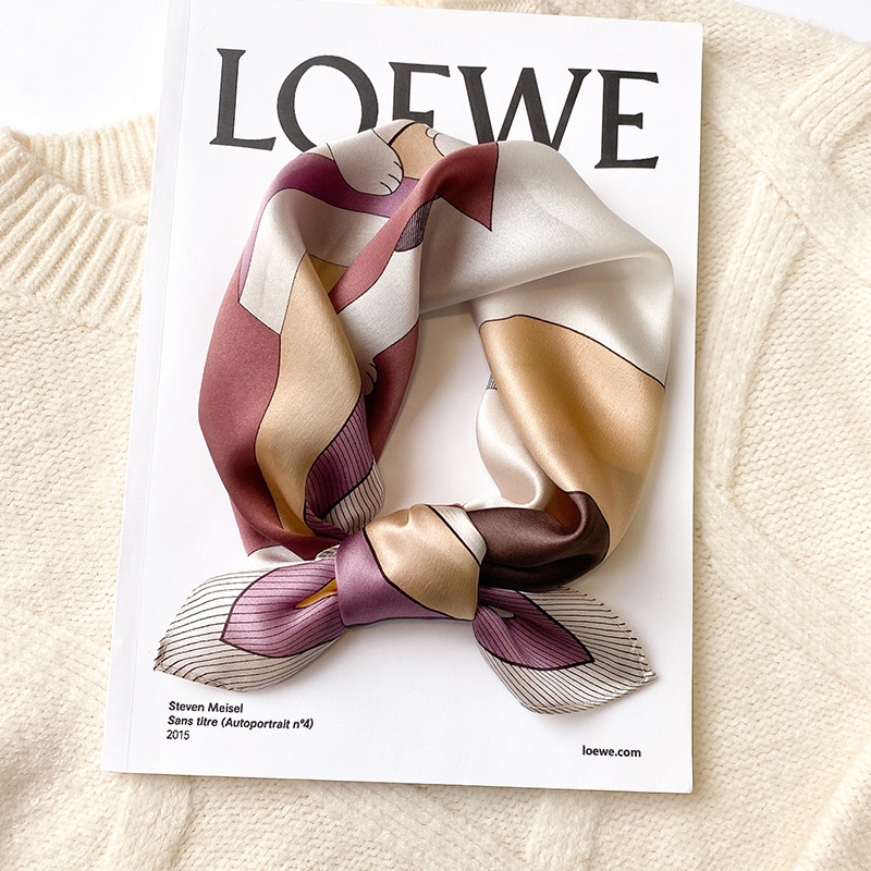 Picture of 2024 New Style Silk Scarves Women's Spring and Summer Fashion Printed 100 Mulberry Silk Small Square Scarf South Korea Ribbon Scarf