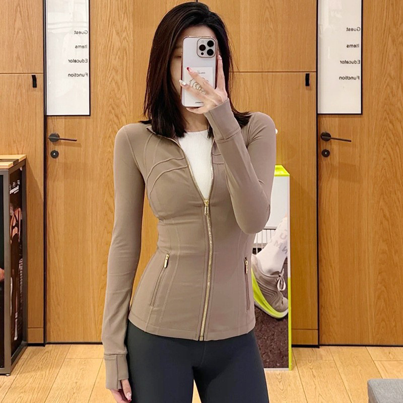 Spring and Autumn Coat Sports Tight Zipper Jacket Women's Long Sleeve Top Fitness Pilates Yoga Training Suit Outer Wear