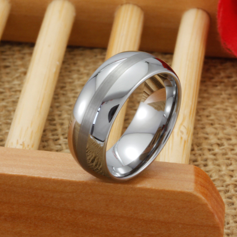 Tungsten gold men's simple smooth ring retro European and American domineering ring men's middle finger accessories lettering gift