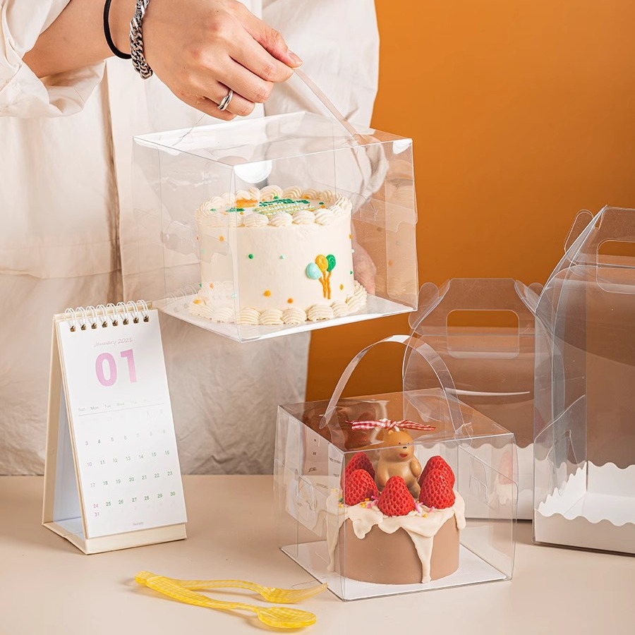 4-inch small 4-inch transparent cake box portable heightened western point popcorn 2/3/5/6 5-inch cake box
