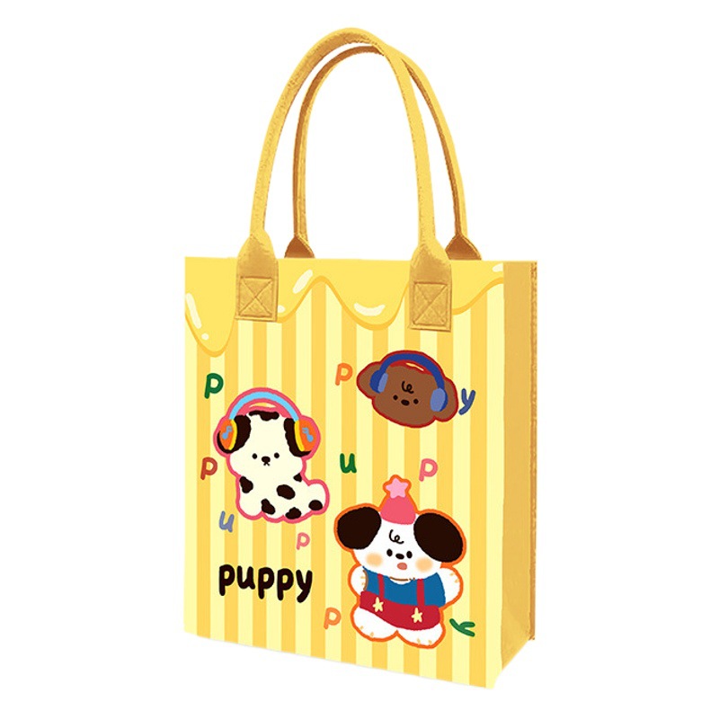 Cute cartoon felt handbag women's large capacity office worker portable fashionable all-match commuter bag New
