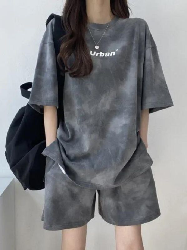 Picture of [in stock] Sports Leisure suit Women's Summer Thin Small Salt Sweet Top Shorts Two-piece Set