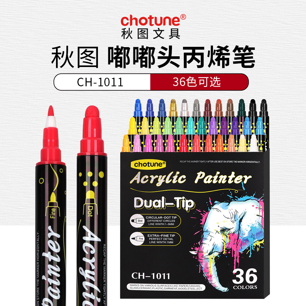 Double-Ended Gouache Acrylic Marker Pen Round-Head Doodle Pen Set Waterproof Pigment DIY Ceramic Graffiti Marker Pen