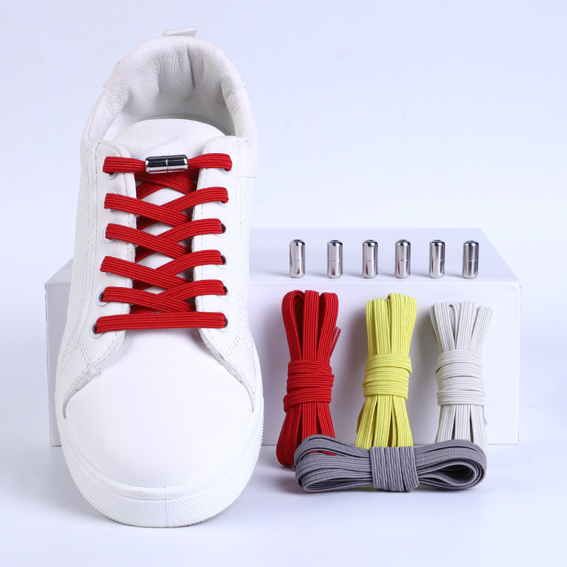Elastic tie-free lazy shoelaces children's white color elastic tie-free elastic shoelace buckle flat sneaker small white shoes