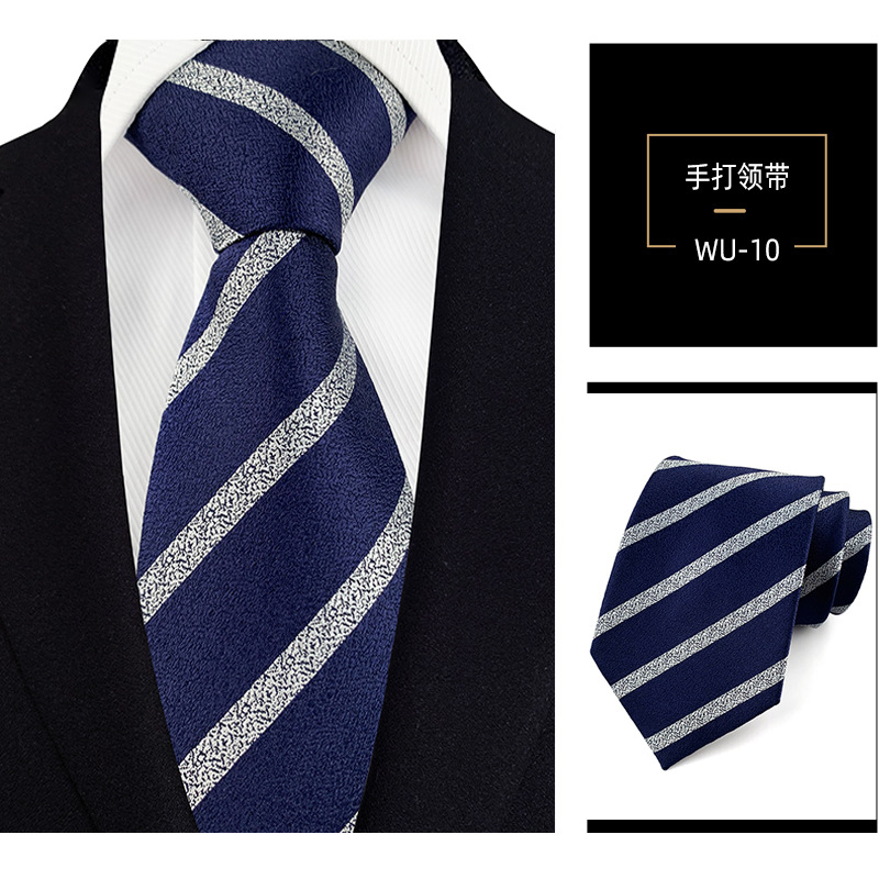 Picture of Men's Tie Jacquard Silk 8cm Hand Tie Professional Dress Interview Business Stripe Tie Men's in stock Wholesale