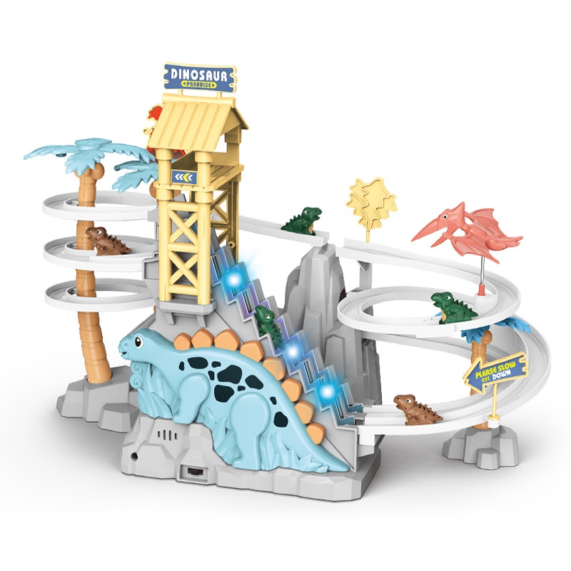Picture of Hot sale large duck climbing stairs dinosaur sliding track children's educational sound and light electric slide toys wholesale