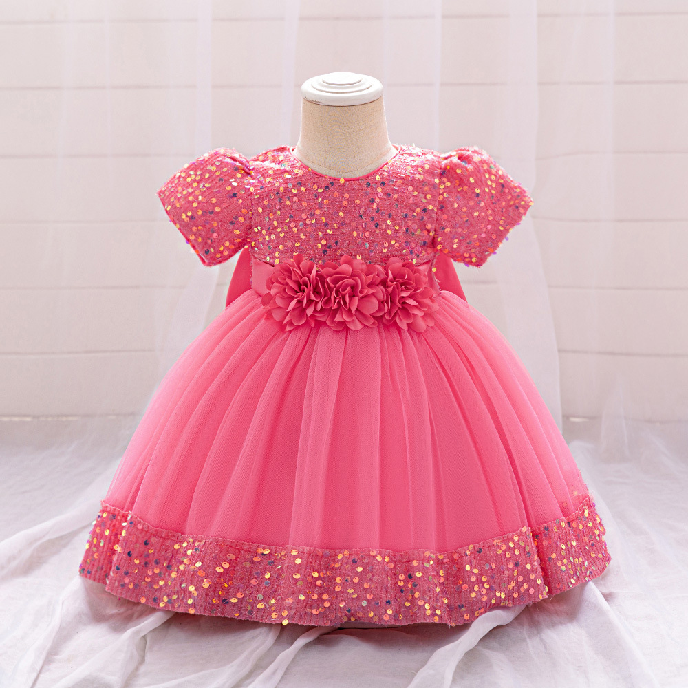 Picture of Foreign Trade Cross-border New Children's Princess Dress Sequin Mesh Girls' Wedding Dress Host Performance Dress