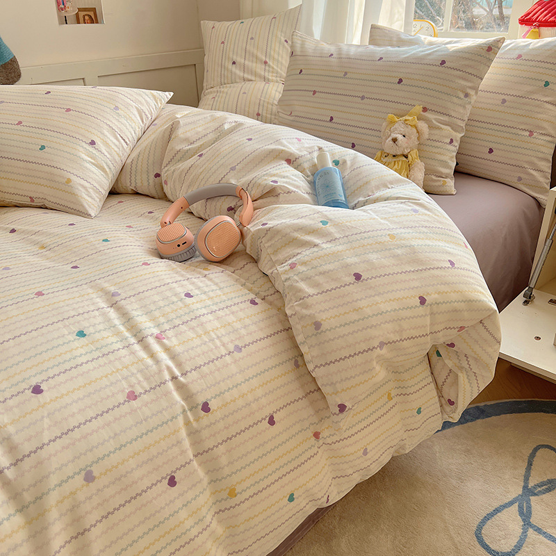Picture of 2025 New Spring & Fall 60 Small Floral Cotton Four-Piece Set Ins Style Pure Cotton Dormitory Bed Bed Sheets Quilt Cover Three-Piece Set