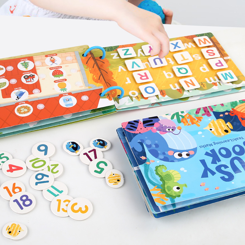 Picture of Children's Enlightenment Quiet Paste Book Farm Letter Cognition Puzzle DIY Magic Repeated Tearable Early Education Book Toy