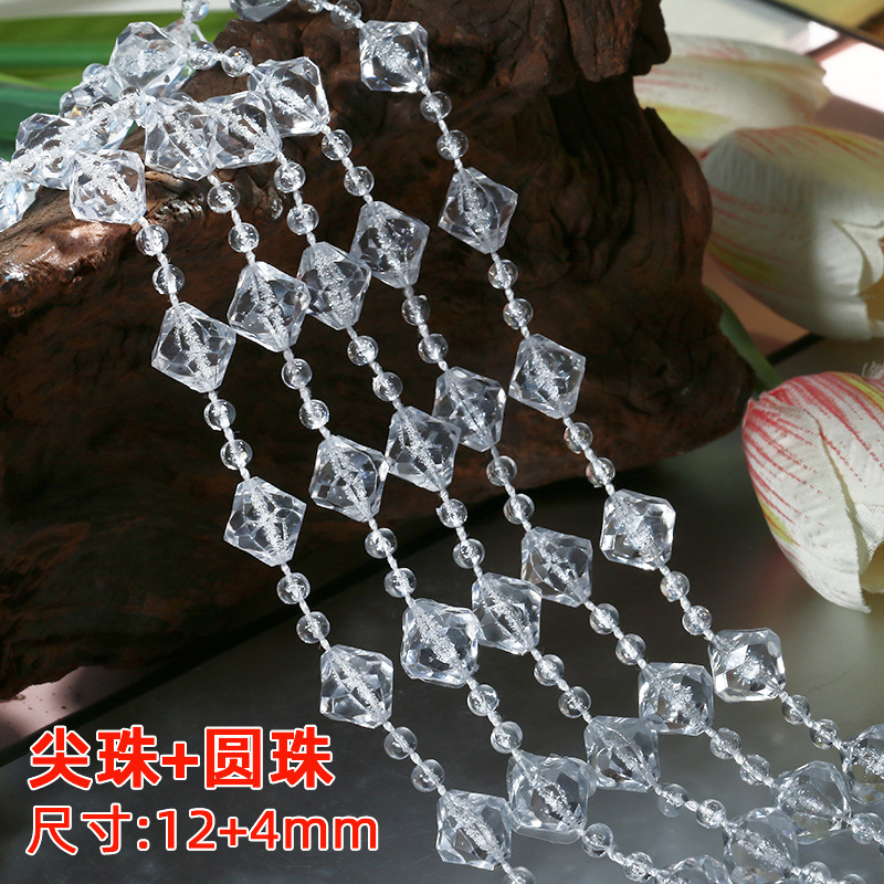 Picture of Acrylic Imitation Crystal Bead Curtain Living Room Decorative Transparent Line Curtain Bead Chain Ceiling Window Curtain Wedding Decoration