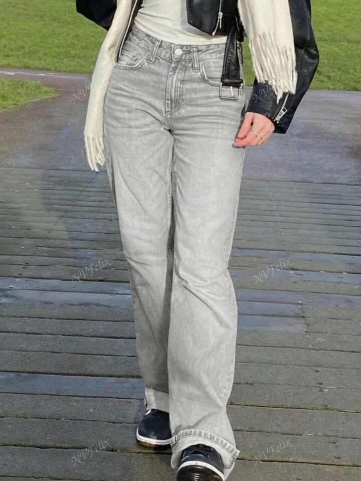 Picture of Amazon European and American Style Cross-Border 2025 Spring New Versatile Drapey Lazy Straight Loose High-Waisted Wide-Leg Pants