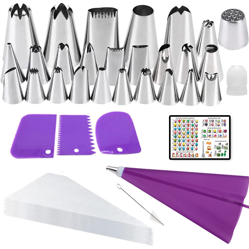 44-piece set of stainless steel piping nozzle suit cake piping bag converter cake baking tools wholesale