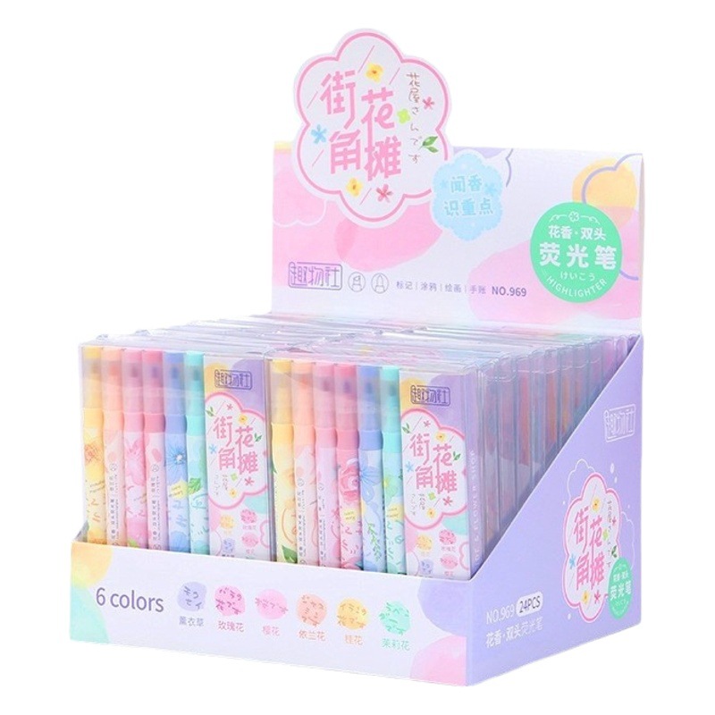 Double-Ended Floral Highlighter Pen for Students, Light-Colored DIY Journal Pen, Highlight Marker Pen, Essential for Journaling