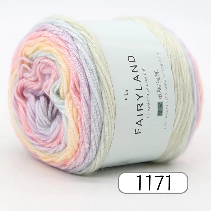 Picture of Cake wool segment dyeing gradient baby children's wool cotton rainbow thread handmade knitting shawl scarf sweater special offer