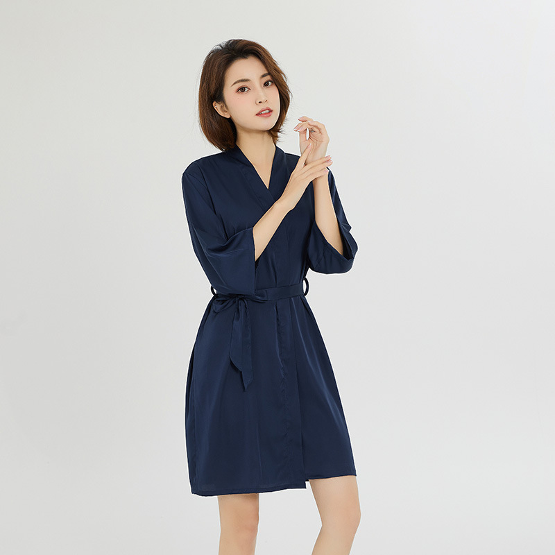Picture of bride Gown morning Gown Lady nightgown wedding makeup bridesmaid group wedding kimono imitation silk satin bathrobe