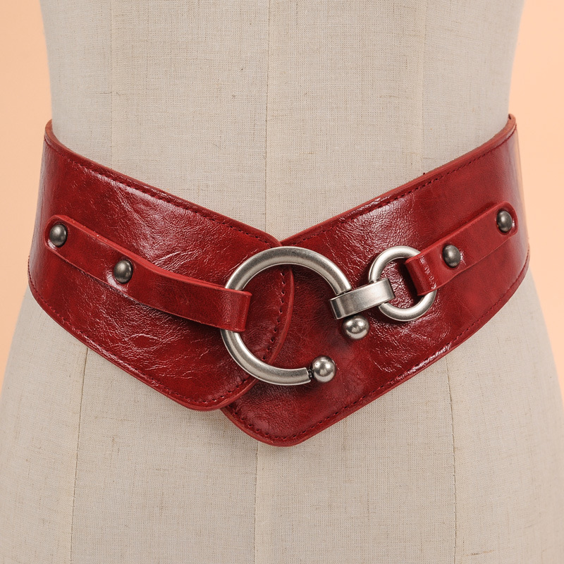 Korean Style Fashionable Wide Waist Seal Women's New All-match Women's Elastic Belt Elastic European and American Style Oblique Wide Belt Women's